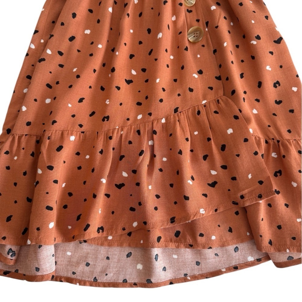 All in Favor Burnt Orange Flutter Sleeve Faux Wrap Sundress - Picture 6 of 9